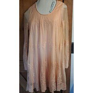 She & Sky Small Pink Lace Lined Dress Cotton Blend Fairy Festival